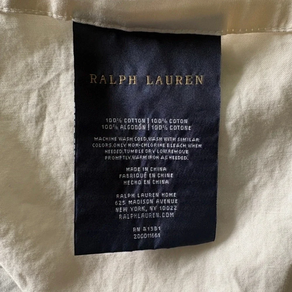 Ralph Lauren Home Hemstitched Cotton King Size Flat Sheet Ivory Luxury